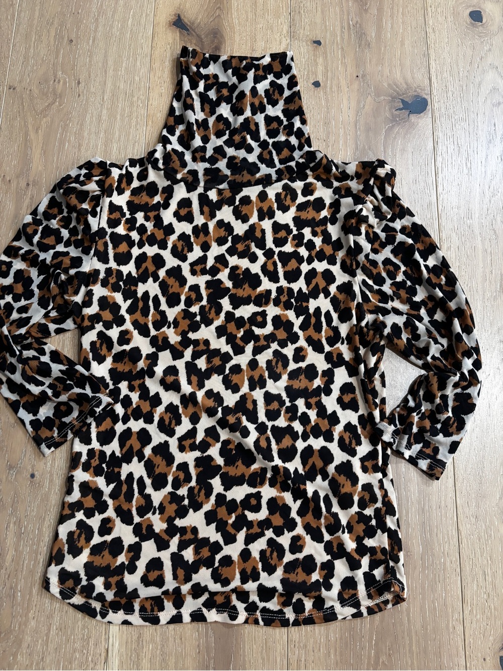 Free People Leopard Print Turtleneck Top in Black, Brown, Cream